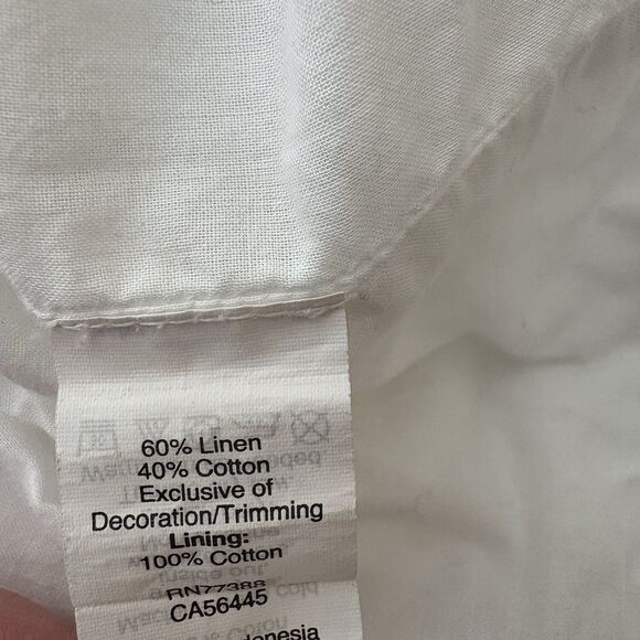 J Crew Shift Dress White Linen Blend Floral Crochet Boho Style Size 8 Womens - Picture 9 of 10